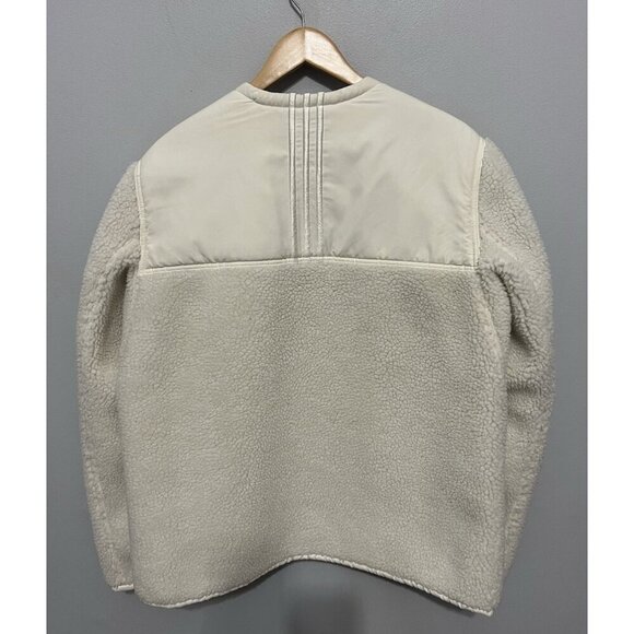 Adidas Wings & Horn Off White Sherpa Jacket Coat Men Size L Button Down Front - Picture 2 of 12